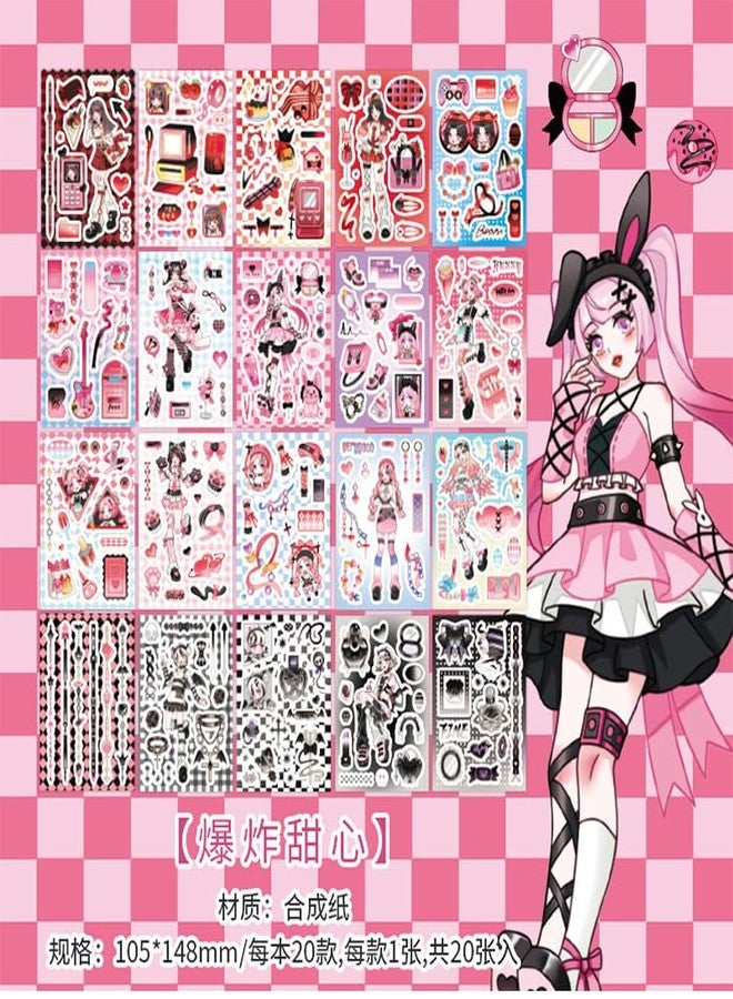 SAMVARDHAN Kawaii Stickers Book - 20 Sheets/400 Stickers, Anime, Korean Self-Adhesive Kawaii Sticker, Japanese Style Decorative Stickers, Cartoon Theme Sticker for Girls (Explosive Sweetheart) - Image 2